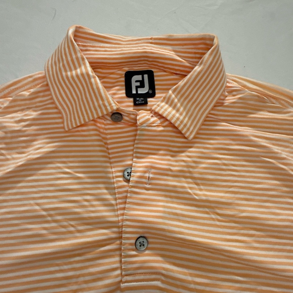 Footjoy Shirt Mens Extra Large Orange Striped Performance Polo Golf - Picture 2 of 9